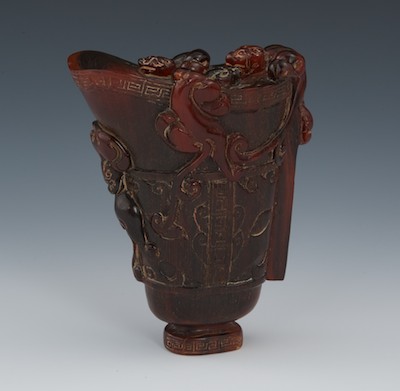 A Carved Horn Ornament Carved in