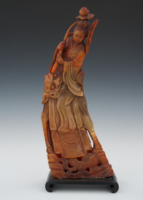 A Carved Horn Quan Yin Chinese Late