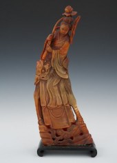 A Carved Horn Quan Yin Chinese