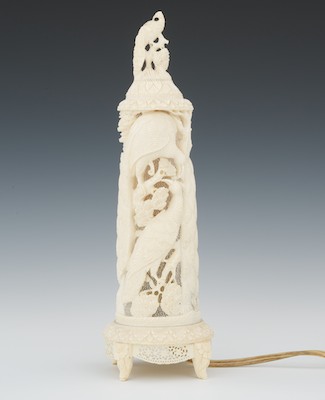 A Carved Ivory Boudoir Lamp Chinese