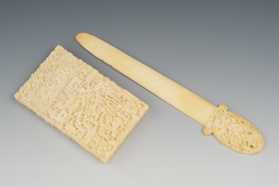 A Carved Ivory Card Case and Letter