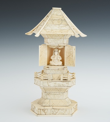 A Carved Ivory Clad Pagoda Form