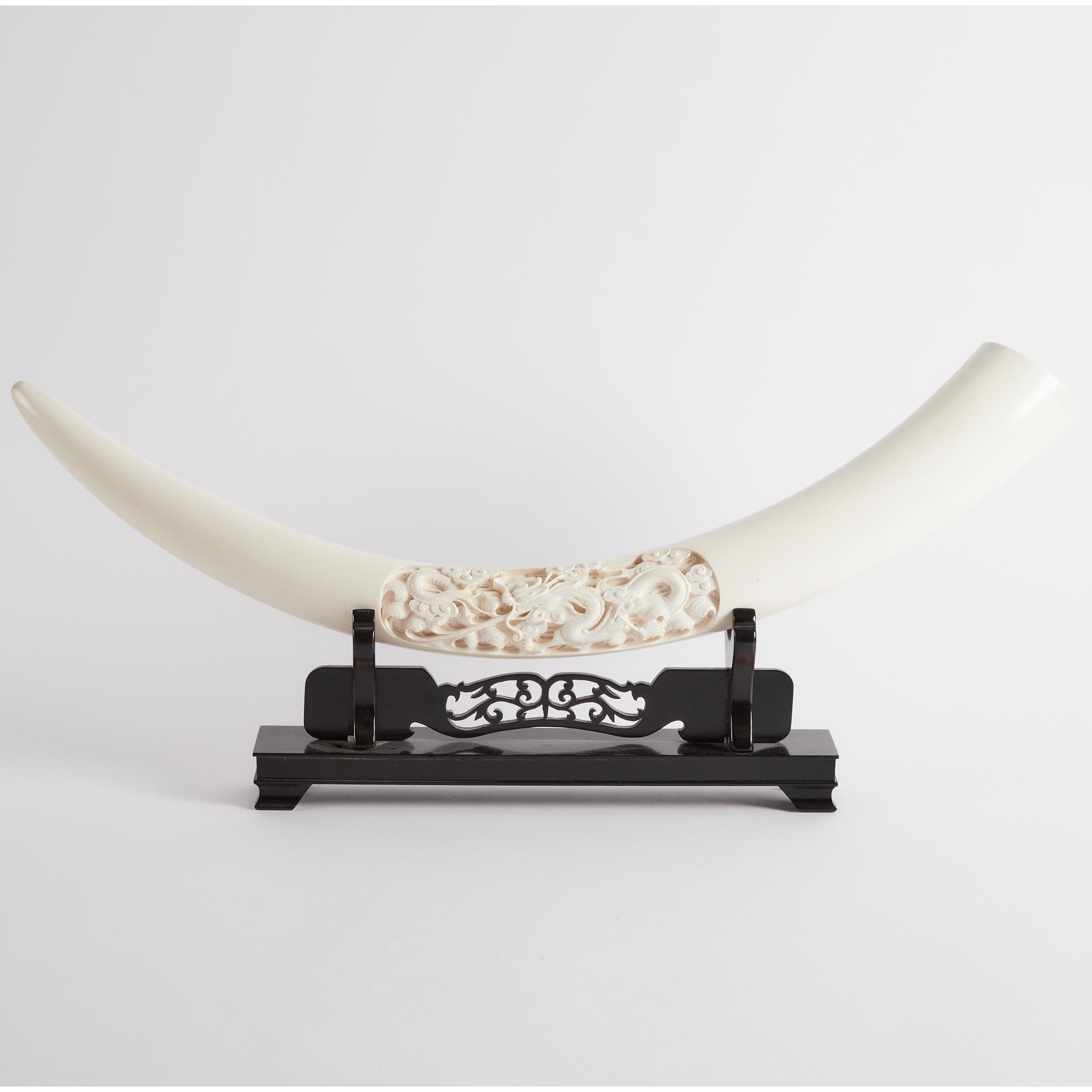 A Carved Ivory 'Dragon' Tusk, Mid