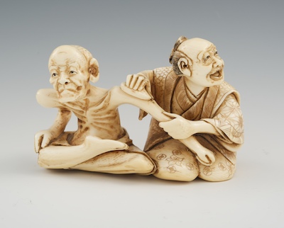 A Carved Ivory Figural of A Monk