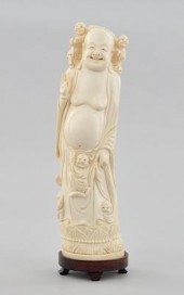 A Carved Ivory Figure of Budai