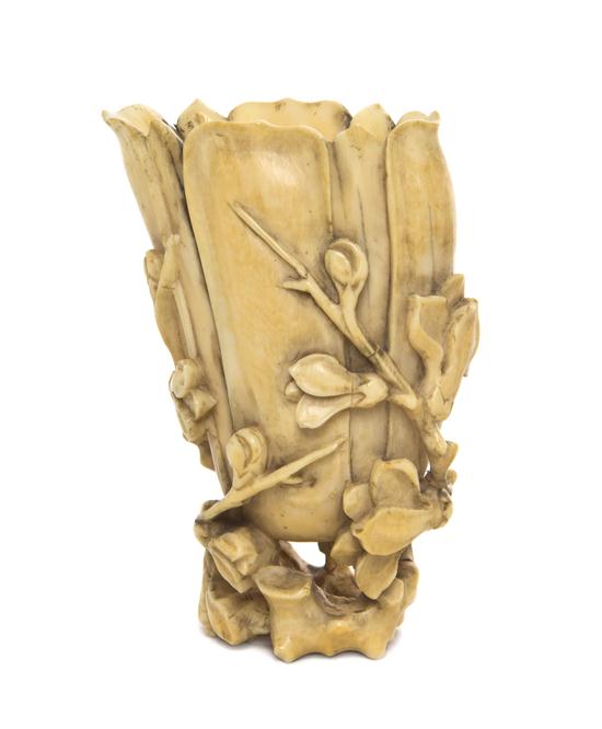 A Carved Ivory 'Magnolia Blossom'