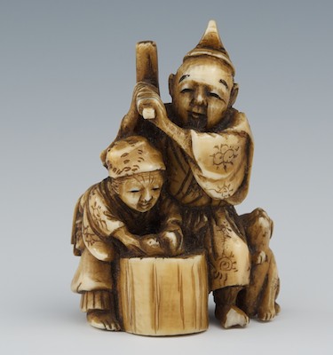 A Carved Ivory Netsuke Carved ivory