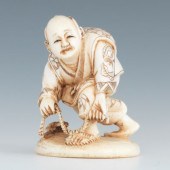 A Carved Ivory Netsuke of a Ma