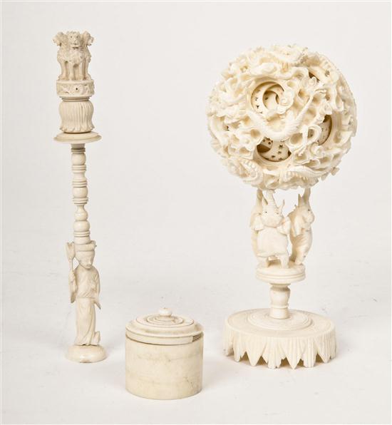 A Carved Ivory Puzzle Ball
