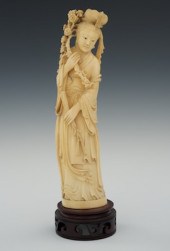 A Carved Ivory Quan Yin Standi