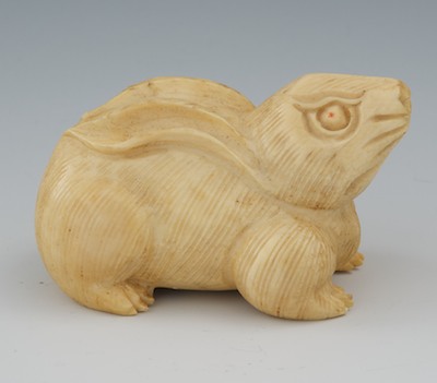 A Carved Ivory Rabbit Netsuke The