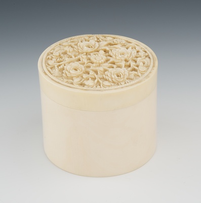 A Carved Ivory Trinket Box The