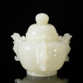 A CARVED JADE CENSER WITH PHOE