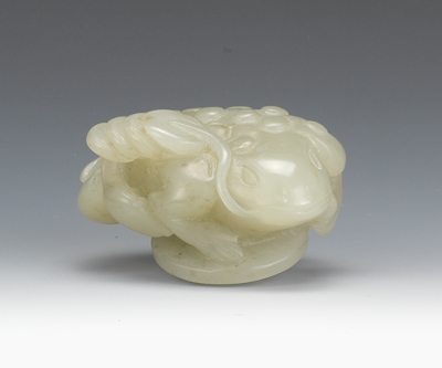 A Carved Jade Frog Milky color