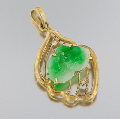 A Carved Jadeite and Diamond