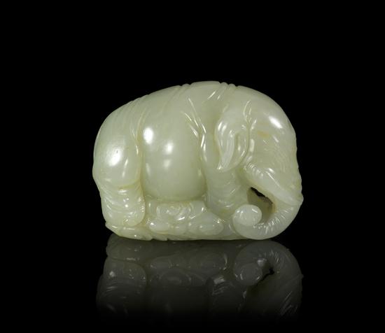 A Carved Jadeite Elephant the