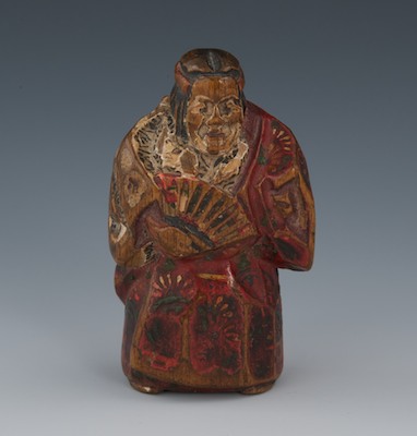 A Carved Katabori Kagura Fan Dancer