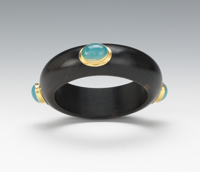 A Carved Mahogany Bangle Bracelet