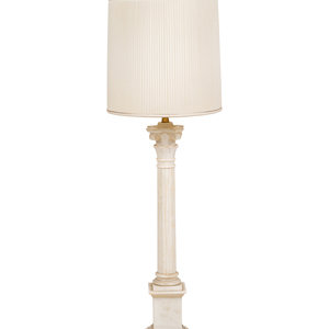 A Carved Marble Columnar Lamp