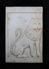 A CARVED MARBLE LION ARCHITECT