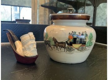 A carved Meerschaum pipe, bearded