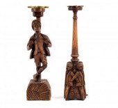 A carved oak standard ashtray