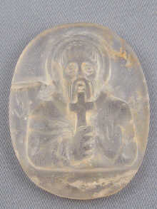 A carved rock crystal icon in the