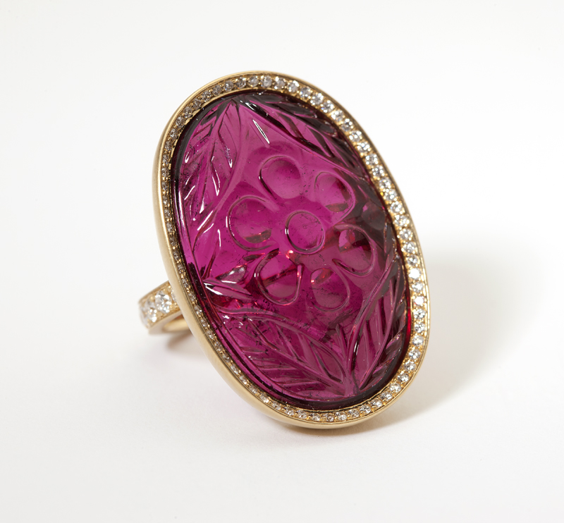 A carved rubellite tourmaline