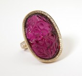 A carved rubellite tourmaline