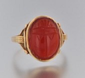 A Carved Scarab Ring 10k yello