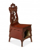A CARVED SIDE CHAIR COMMEMORAT