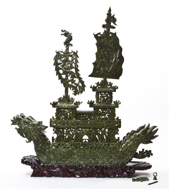 A Carved Spinach Green Hardstone