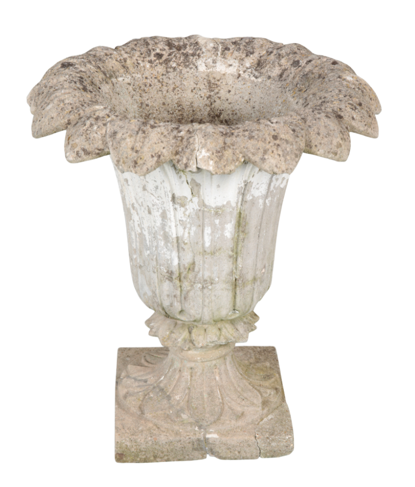 A CARVED STONE JARDINIERE of