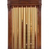A Carved Walnut Billiards Cue