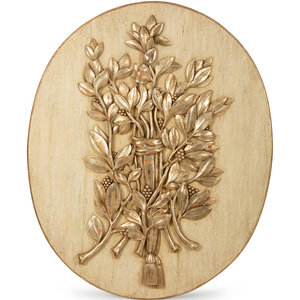 A Carved Walnut Oval Boiserie Panel