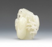 A Carved White Jade Cicada Car
