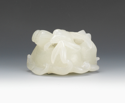 A Carved White Jade Goose