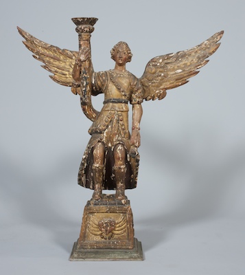 A Carved Wood Angel Figure