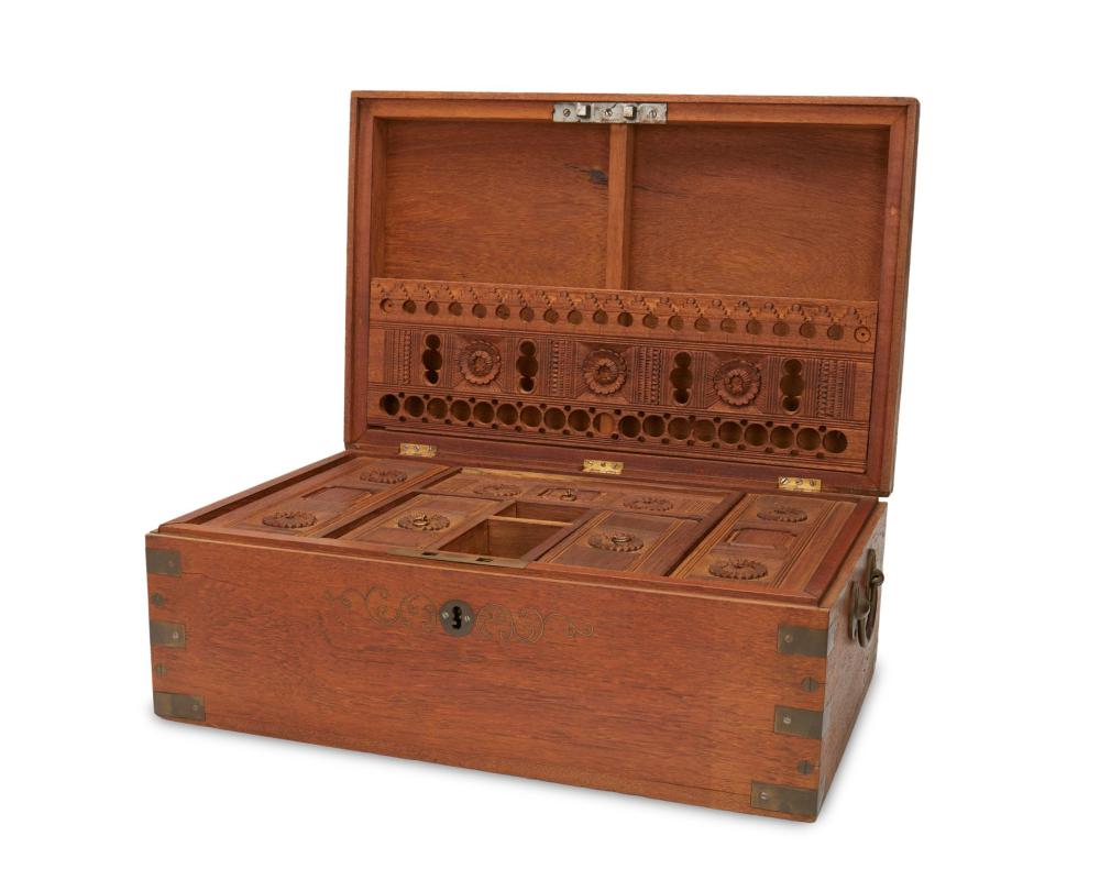 A CARVED WOOD ANGLO-INDIAN LAP