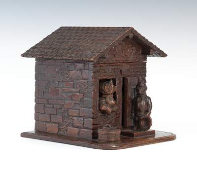 A Carved Wood Cabin Cigar Box