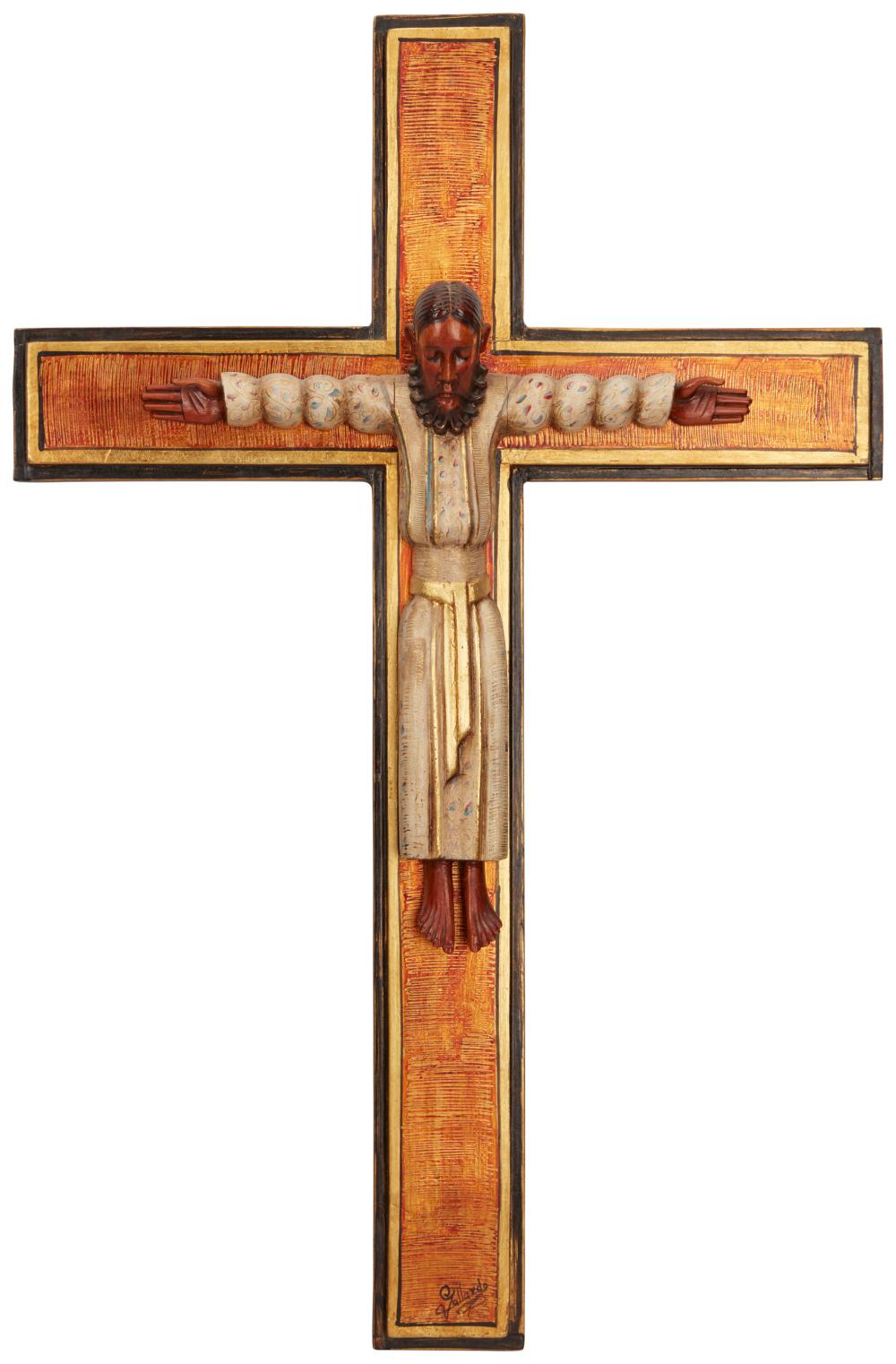 A CARVED WOOD CRUCIFIXA carved wood