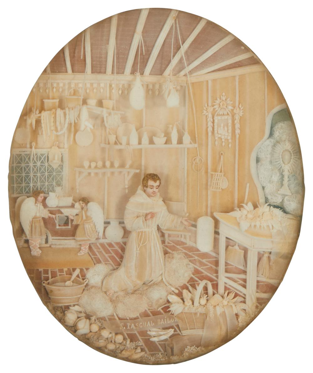 A CARVED WOOD DIORAMA OF SAN