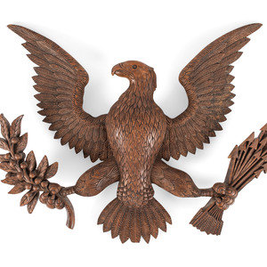 A Carved Wood Eagle Wall Plaque