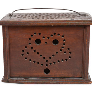 A Carved Wood Footwarmer Late