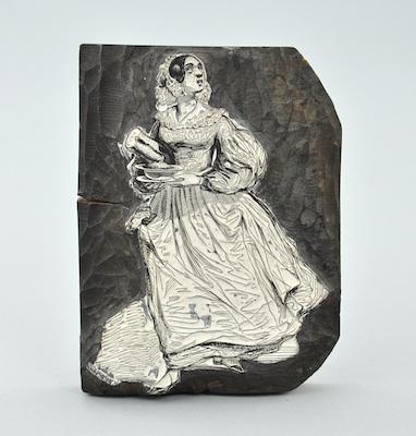 A Carved Wood Printing Block The