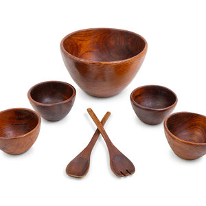 A Carved Wood Salad Serving Set