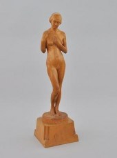 A Carved Wood Sculpture Signed