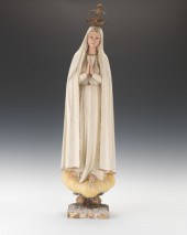 A Carved Wood Statue of Fatima