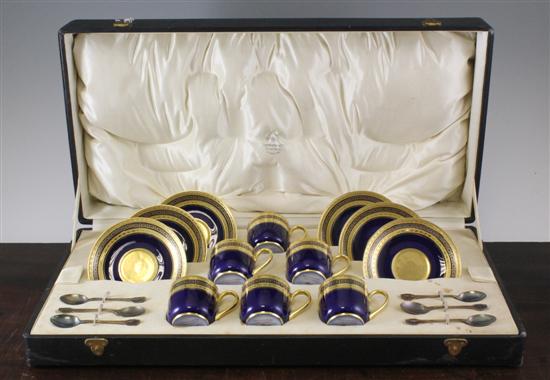 A cased Limoges porcelain coffee