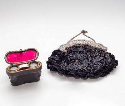 A cased pair of mother-of-pearl